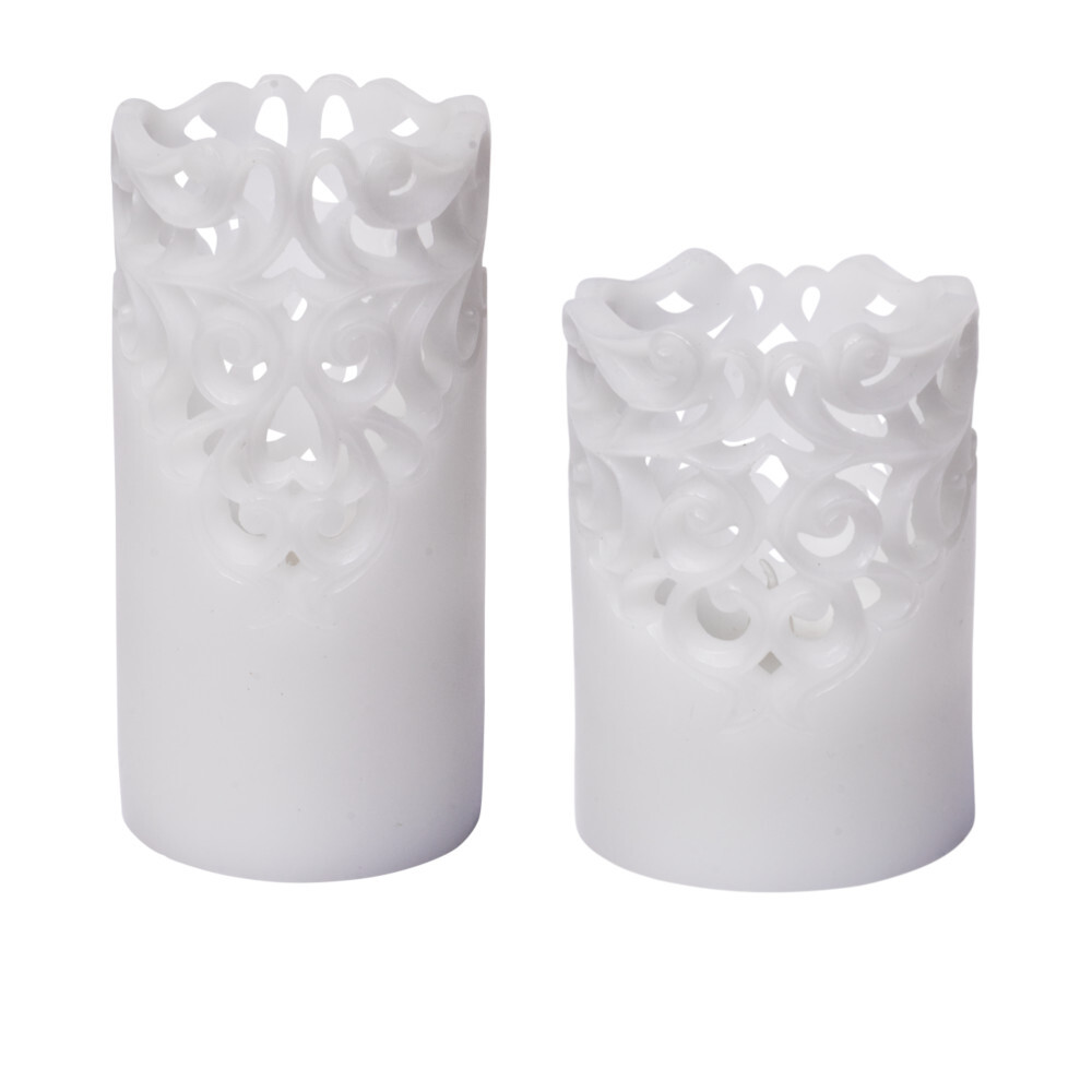 LED Echtwachskerzen Set Floral 2-teilig