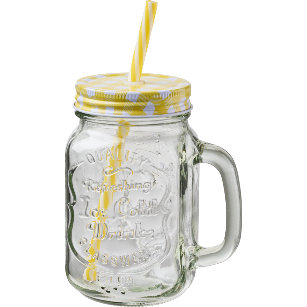 Trinkglas 450 ml mit Deckel und Henkel, 4-fach sortiert image number 3