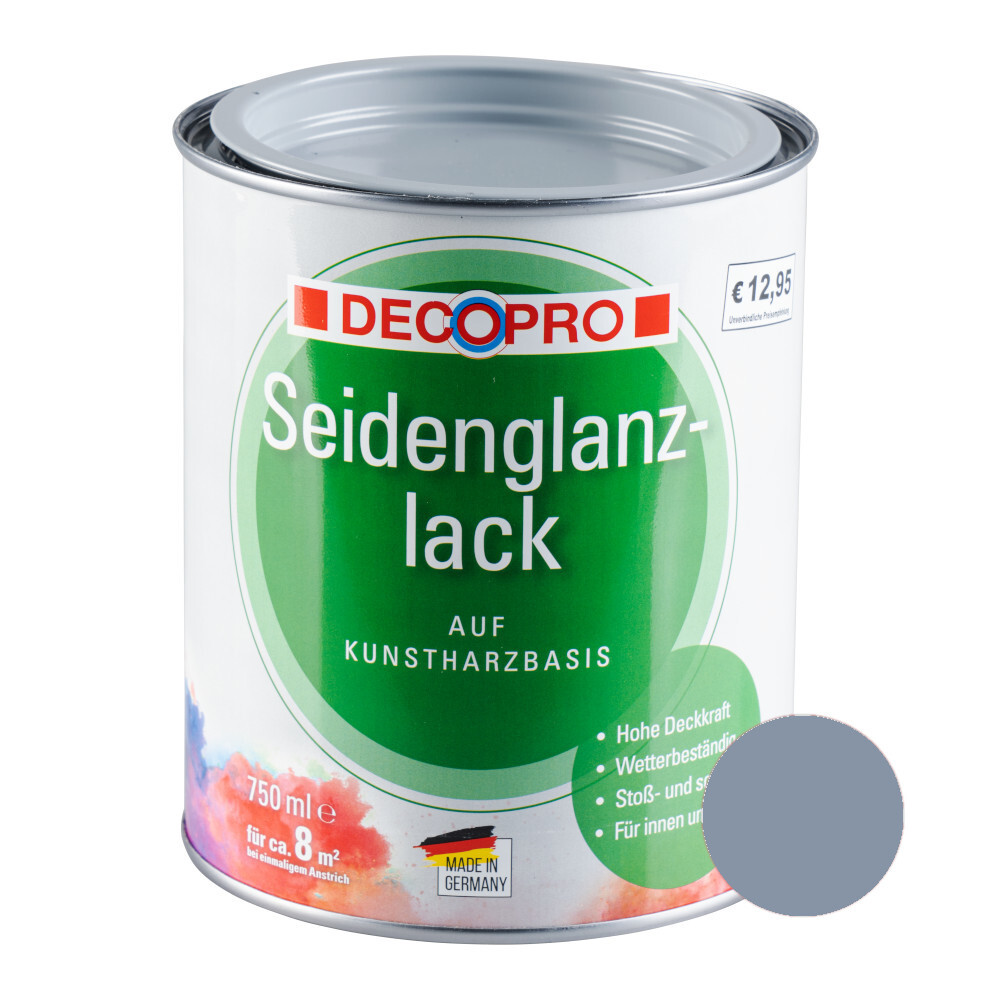 DECOPRO Seidenglanzlack silbergrau RAL 7001 f&uuml;r innen und au&szlig;en