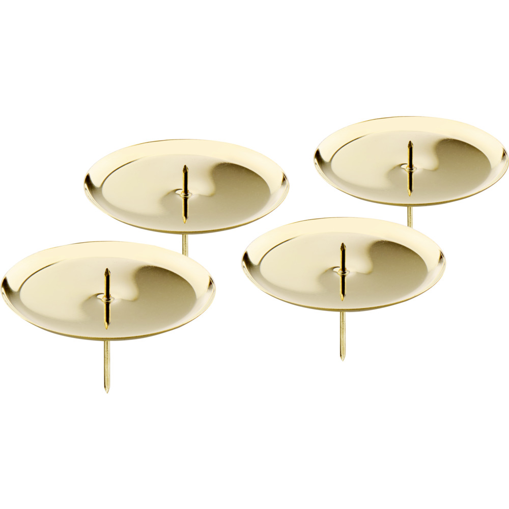 Kerzenhalter-Set 4 St&uuml;ck je 8 cm aus Eisen tellerf&ouml;rmig in gold