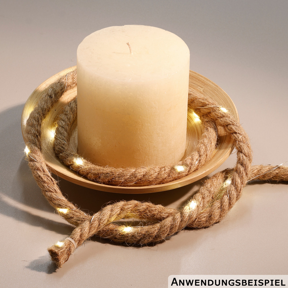 LED-Lichterkette Sisalseil 2,2 m 30 LEDs Timer image number 1