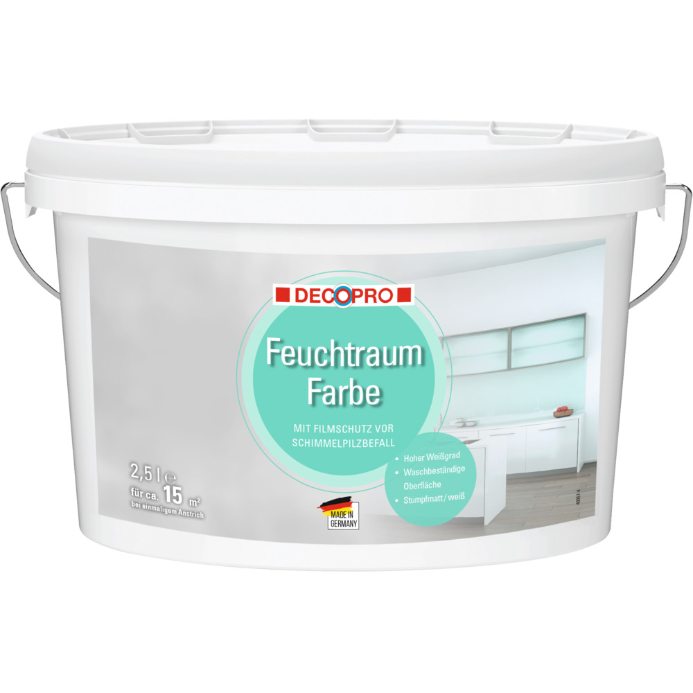 DECOPRO Feuchtraumfarbe 2,5 Liter wei&szlig; stumpfmatt