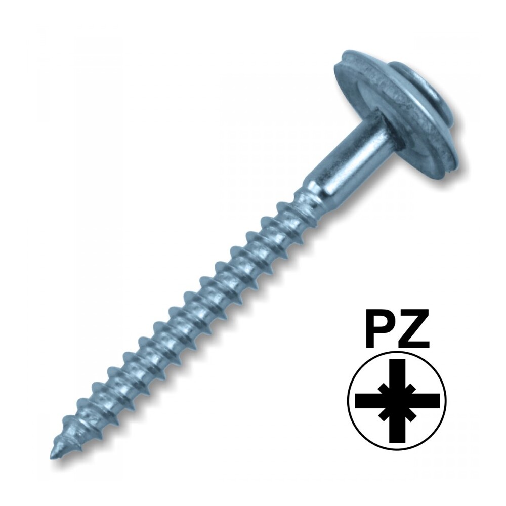 Spenglerschraube A2 2-teilig. PZ 4,5 x 60 mm mit Dichtscheibe