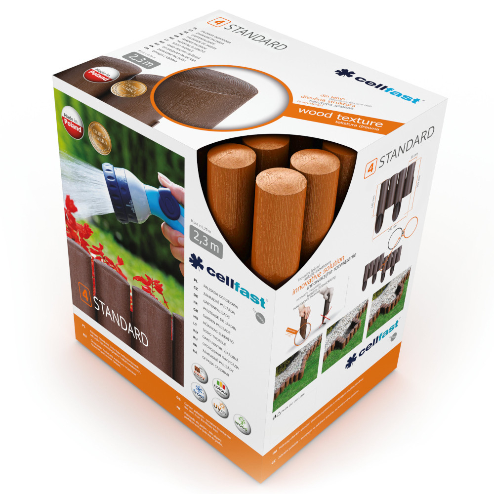 Rasenkante Palisade 8 St&uuml;ck 2,3 m in Ziegelsteinrot image number 1