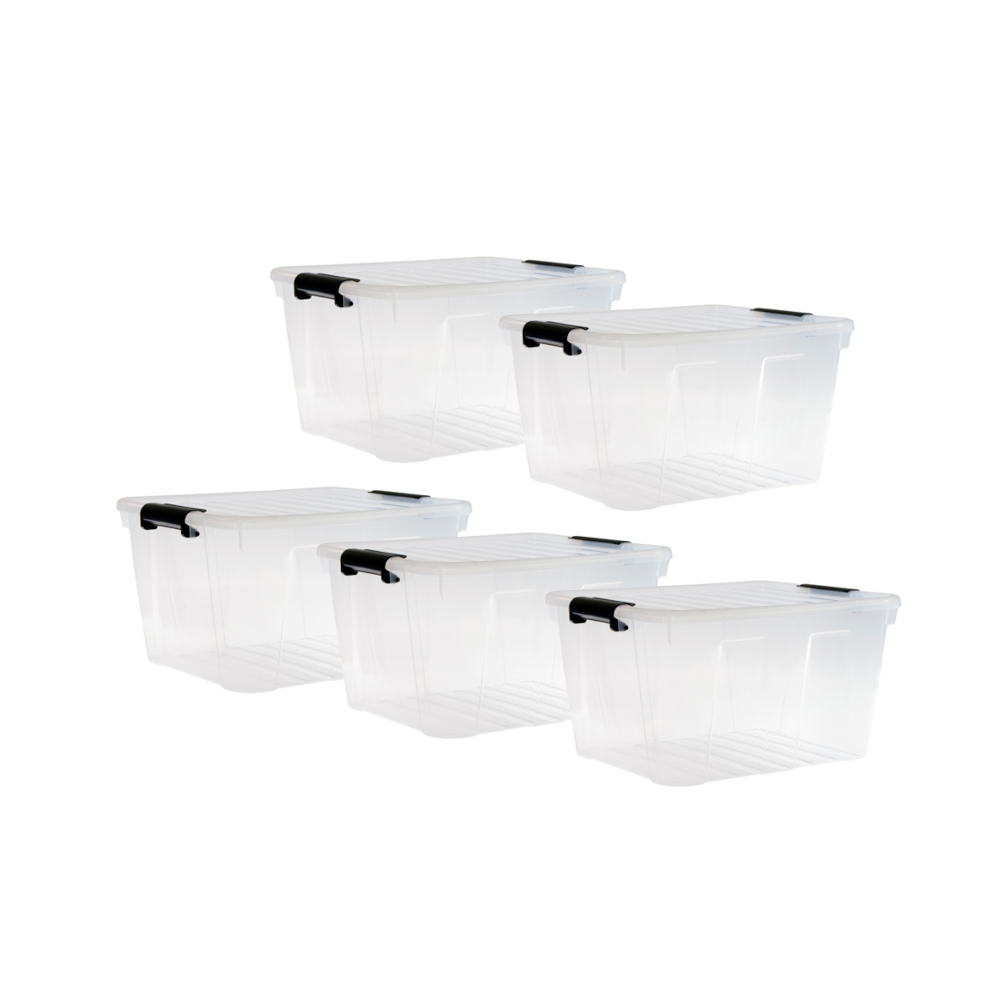 Aufbewahrungsbox 30 Liter mit Deckel, Grau-Transluzent image number 2