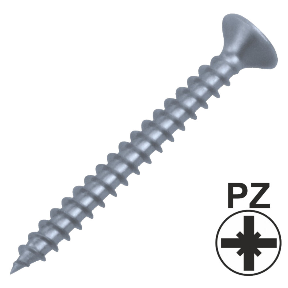 Spanplattenschraube 4,0 x 20 mm A2 PZ-Kreuzschlitz-Antrieb Senkkopf Vollgewinde