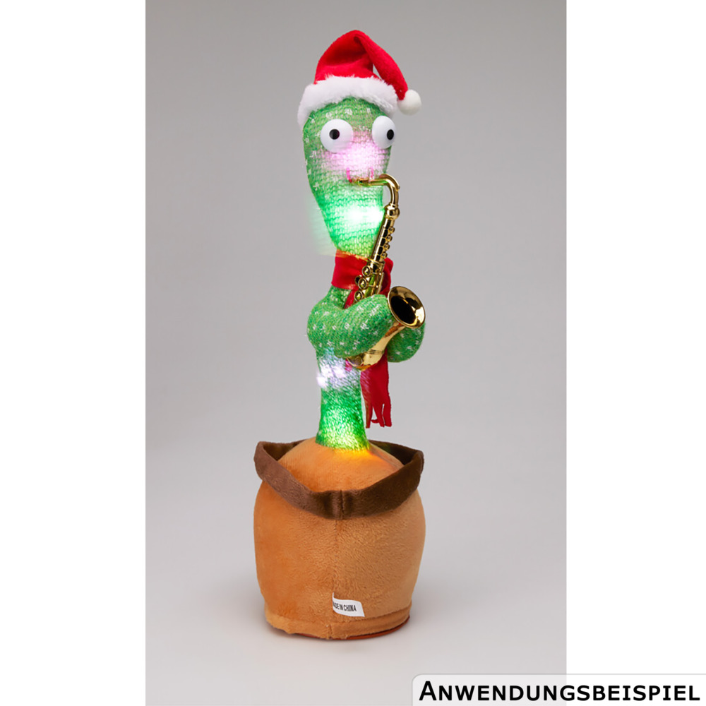 Weihnachtskaktus mit Musik 35cm, 3-fach sortiert image number 2