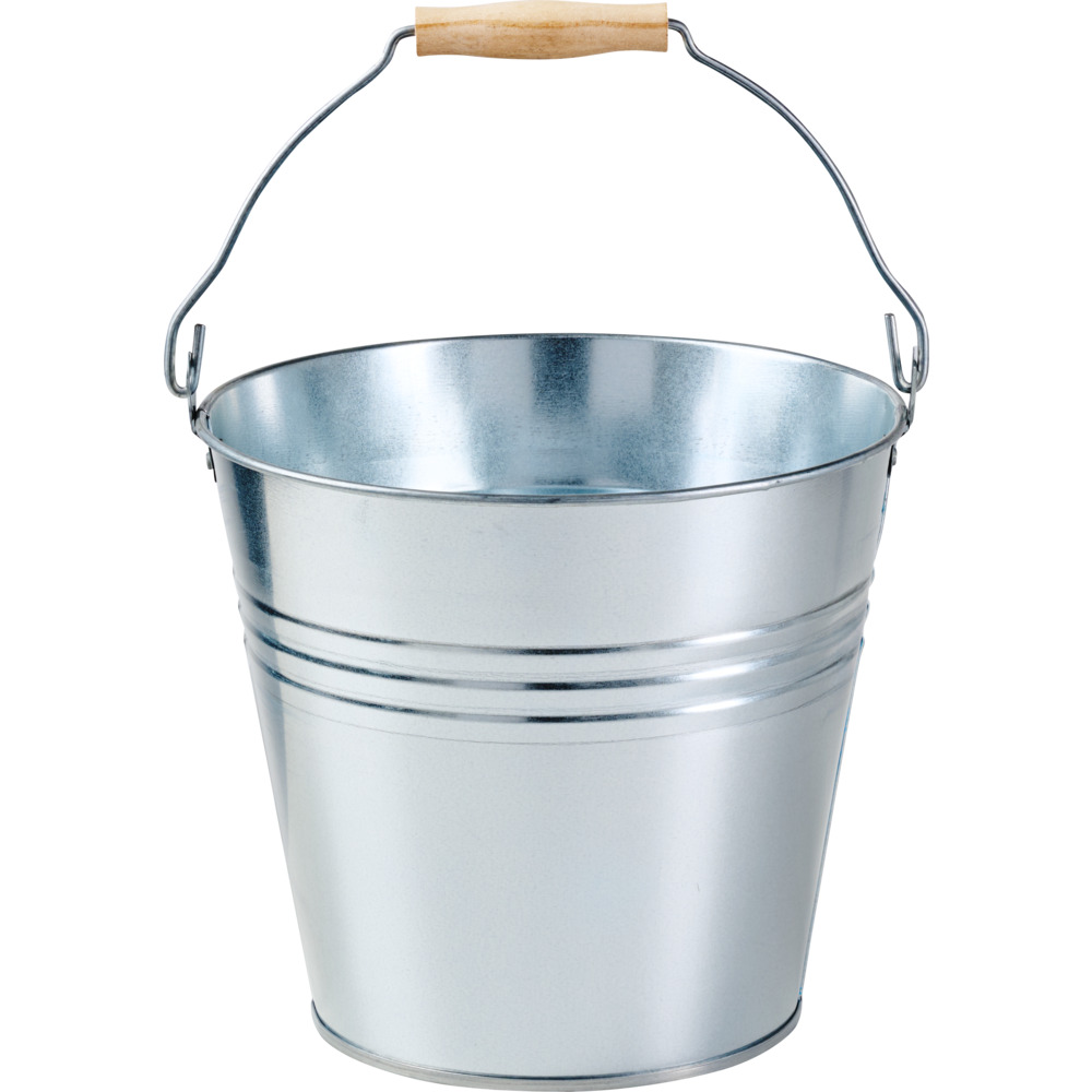 Zinkeimer 10 Liter aus Stahl mit Holzgriff