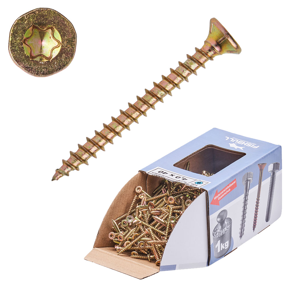 Spanplattenschraube 4x40 mm IVZ 1kg FISHBULL-Pack Senkkopf Vollgewinde