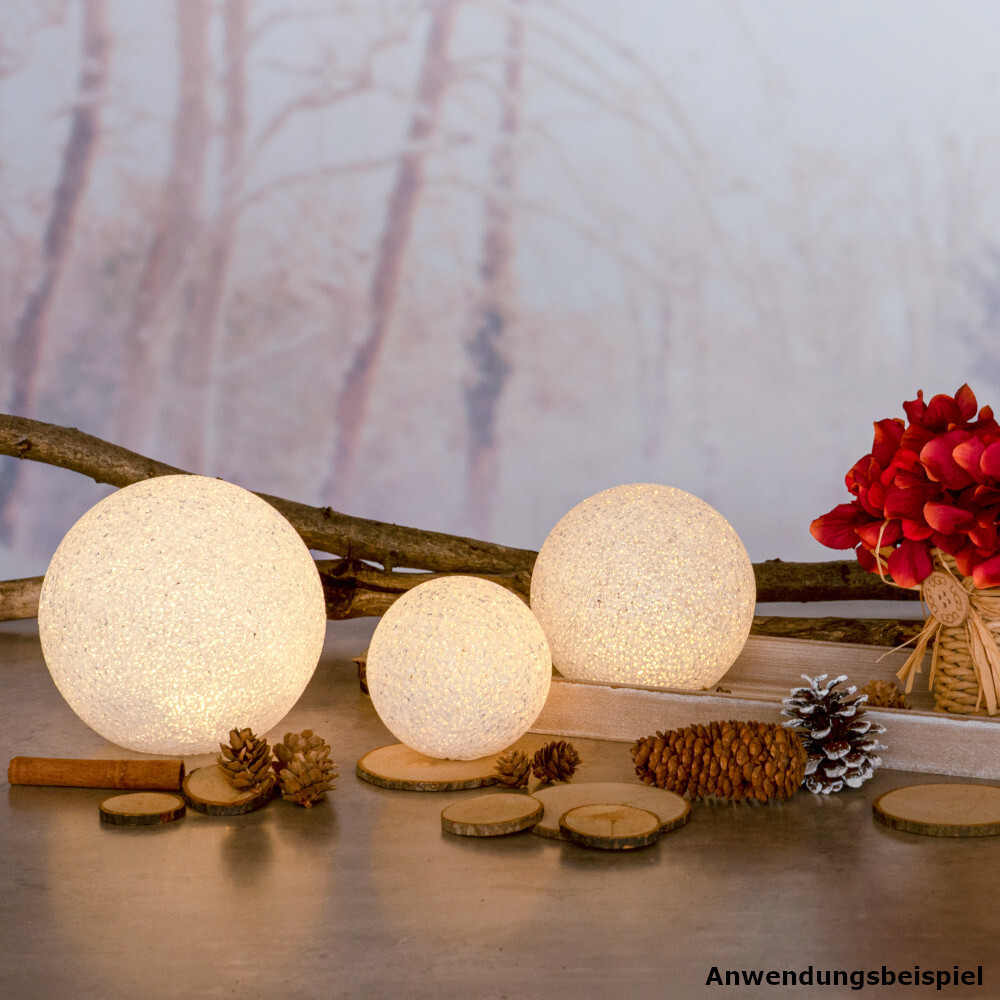 LED-Kugelleuchte 18 cm batteriebetrieben warmwei&szlig; aus Kunststoff image number 1