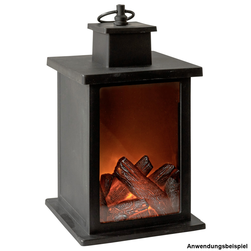 Laterne klein aus Kunststoff schwarz mit Flammeneffekt und Timerfunkion image number 1