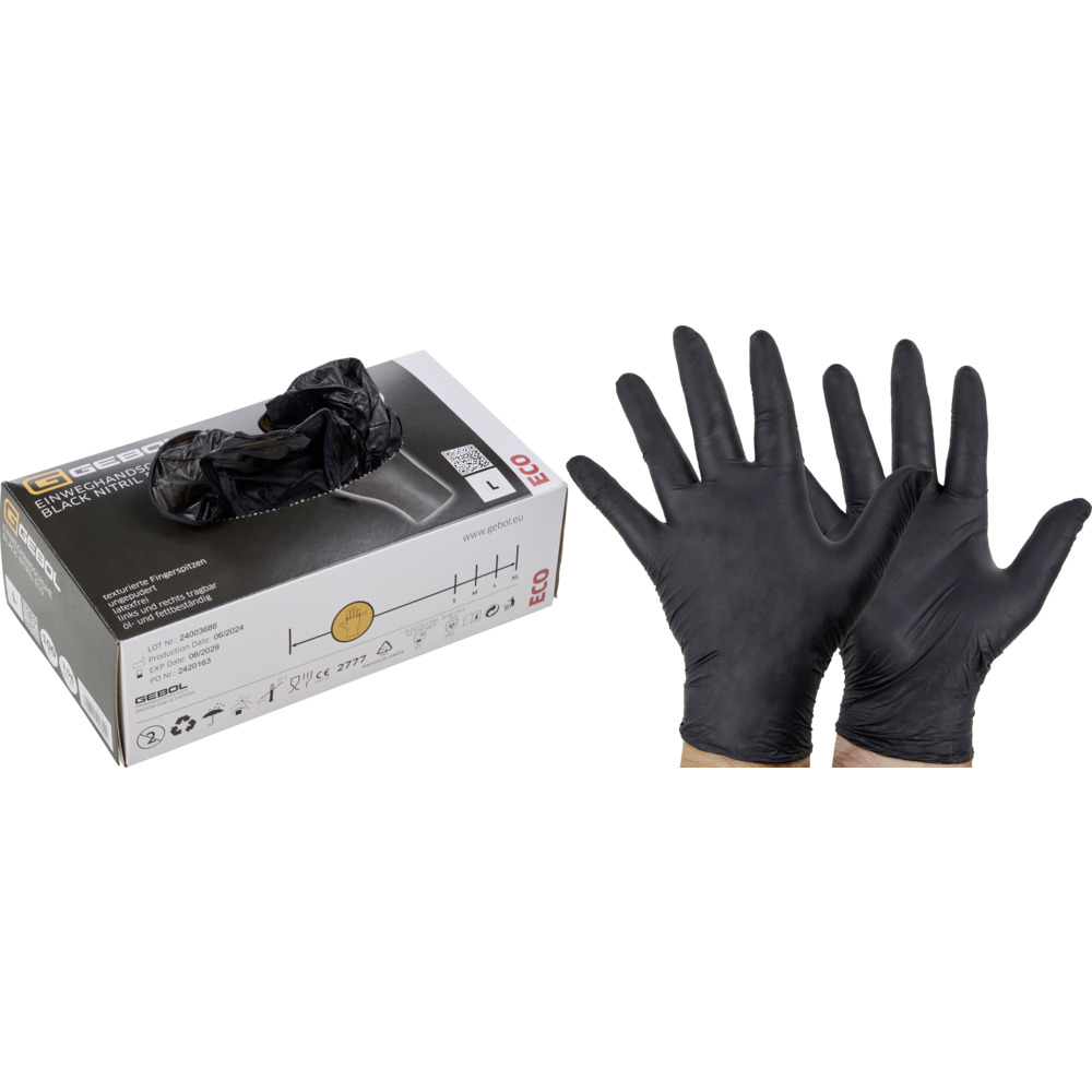 Einweghandschuhe Nitril Gr. 9 / L, 100 St&uuml;ck schwarz