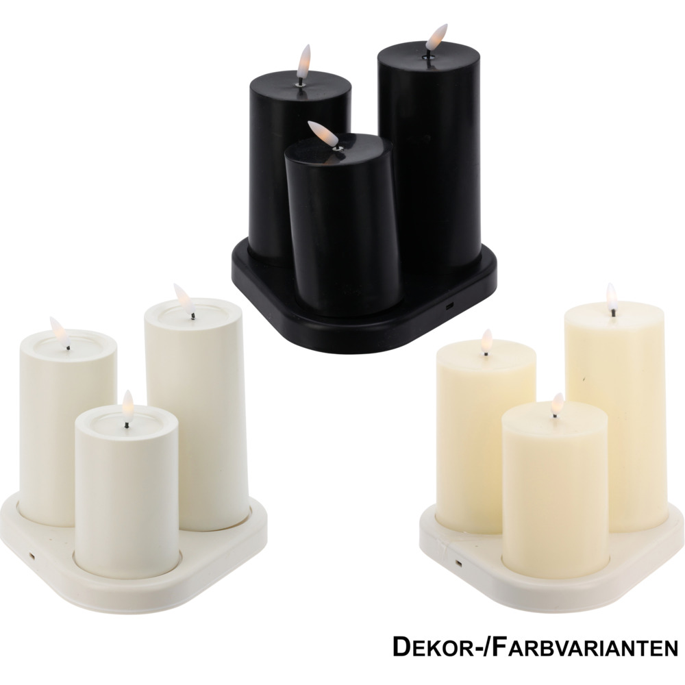 LED Kerze wiederaufladbar 3er Set, Farbauswahl