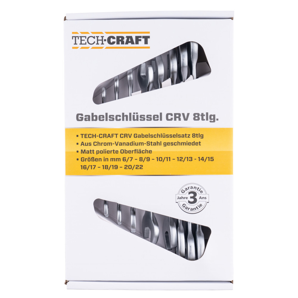 Doppel-Gabelschl&uuml;ssel Set 8-teilig aus CV-Stahl