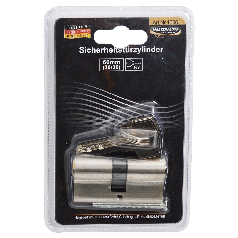 Schlie&szlig;zylinder Profilzylinder 60 mm, 30/30 mit 5 Schl&uuml;sseln