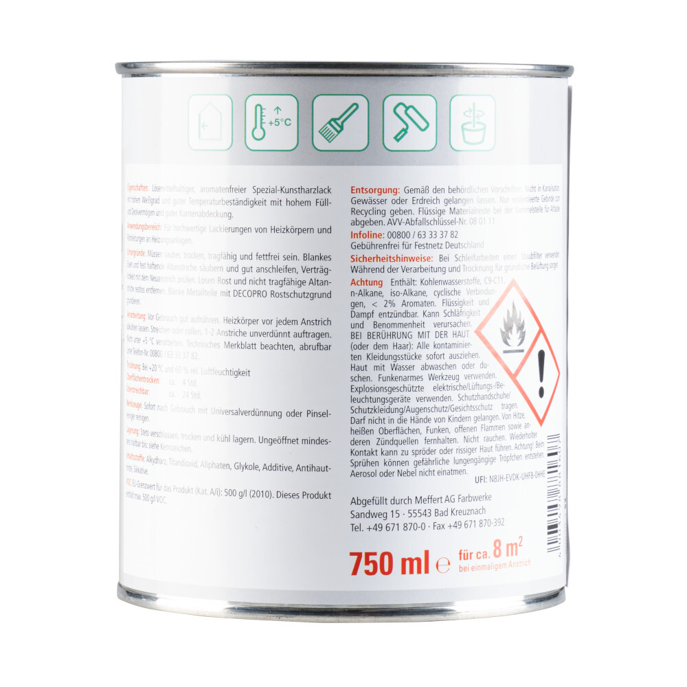 DECOPRO Heizk&ouml;rperlack 750 ml wei&szlig; hochgl&auml;nzend image number 1