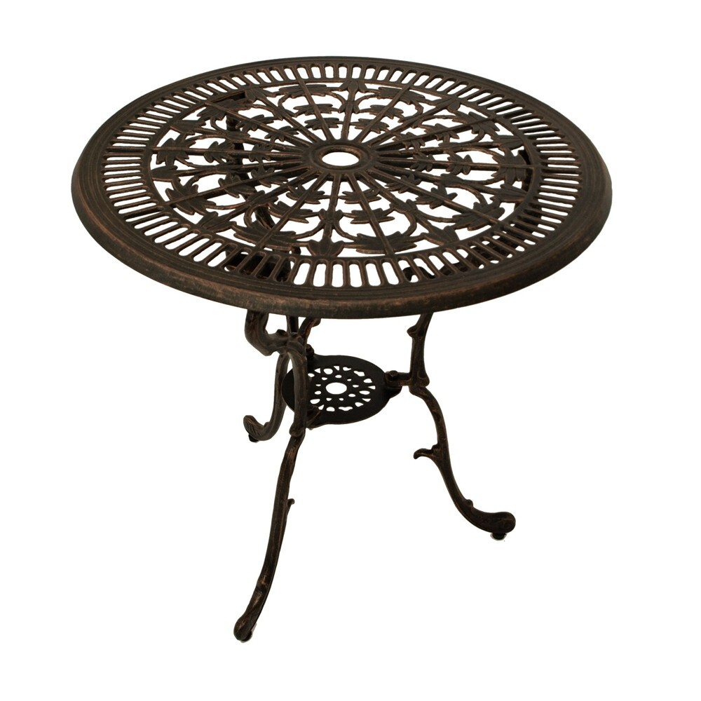 Gartentisch Jugendstil 70 x 70 cm, Aluguss in Bronze-antik