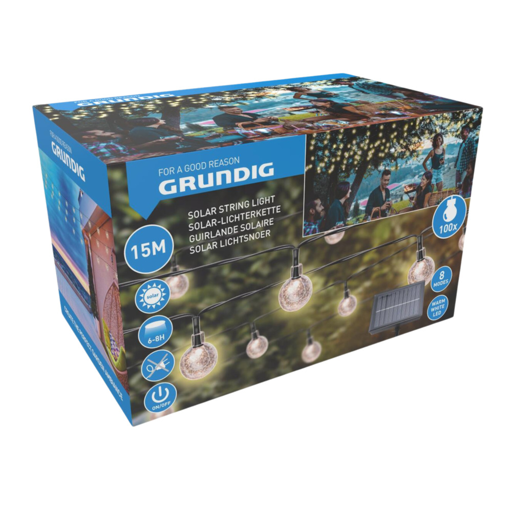 Grundig Solar Lichterkette 15m 100 LEDs warmwei&szlig; image number 4