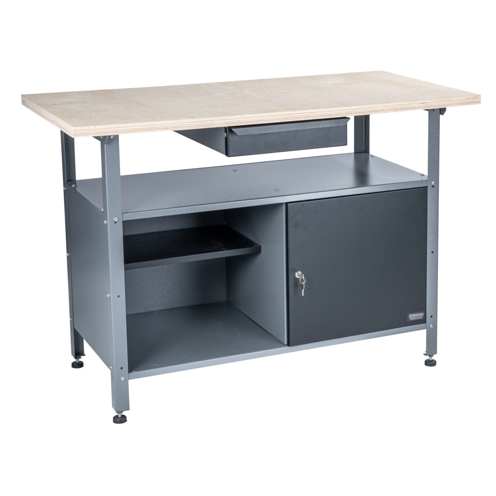 GERMANIA&reg; Werkbank eint&uuml;rig mit Schublade und Holzplatte