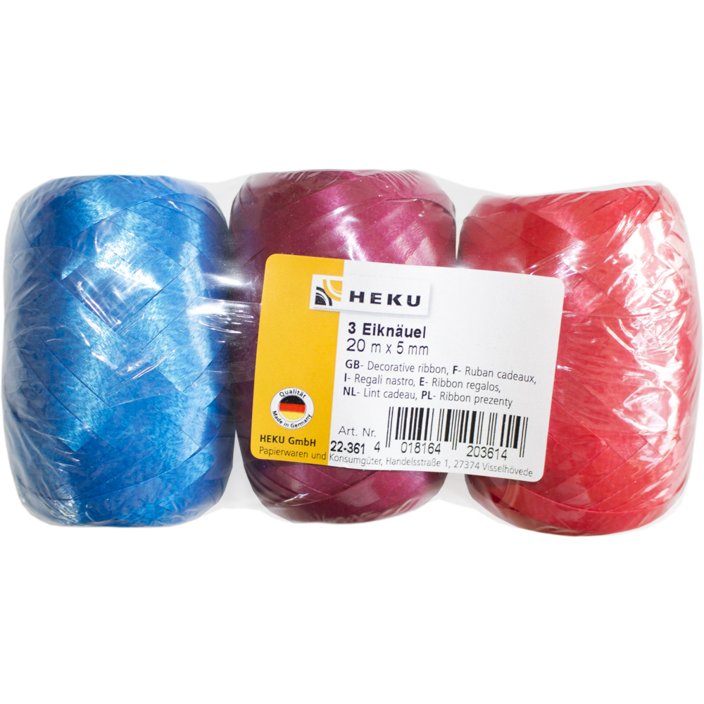 Geschenkband Eikn&auml;uel, 20 m x 5 mm, 3 St&uuml;ck image number 2
