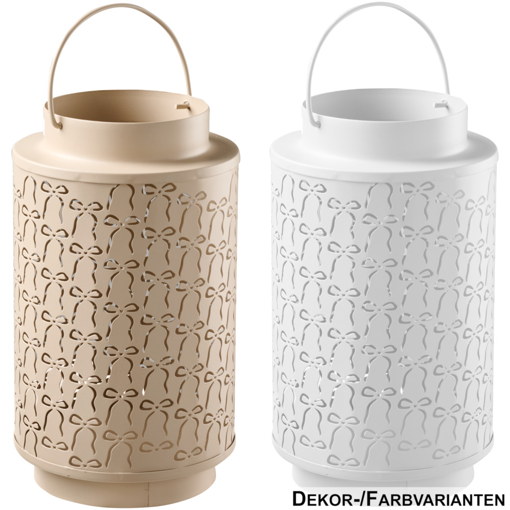 Laterne Metall mit Schleifchen 24cm, 2-fach sortiert