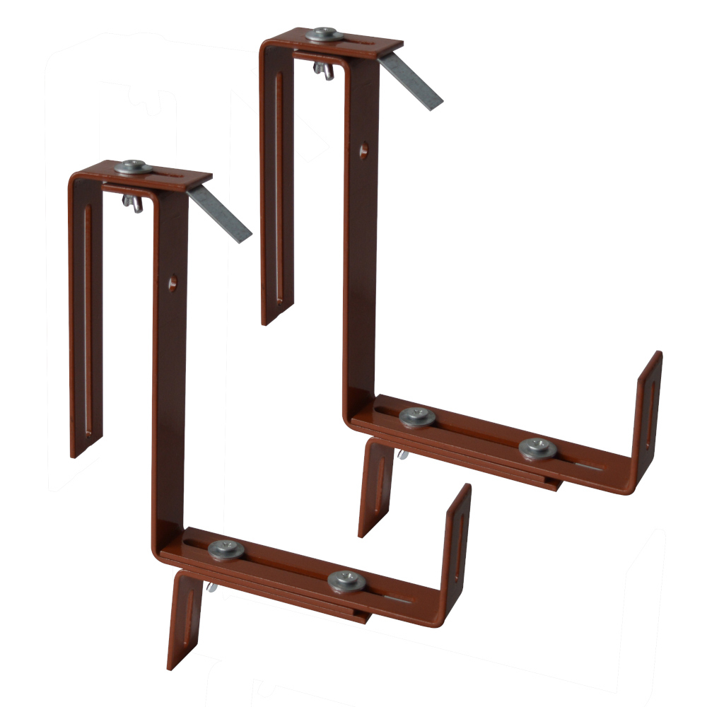 Balkonkastenhalter 26x21x6,4 cm starke Ausf&uuml;hrung 2 St&uuml;ck aus lackiertem Metall in terracotta