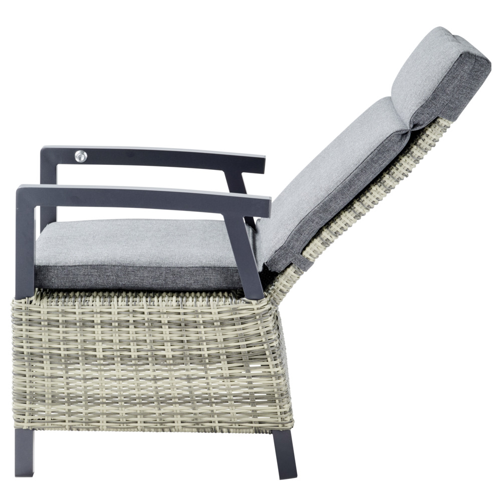 Gartensessel Polyrattan/Alu verstellbar gepolstert grau-meliert image number 5