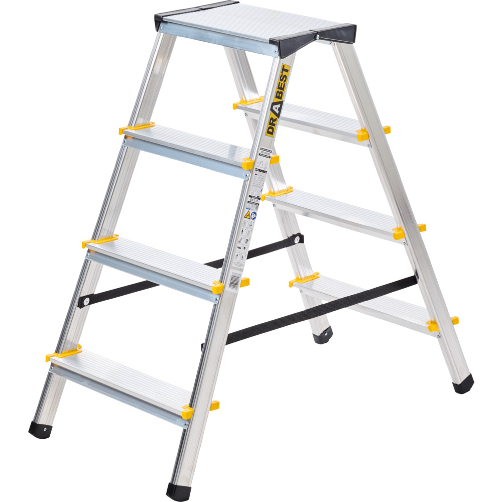 Trittleiter aus Aluminium mit 4 Stufen, beidseitig begehbar