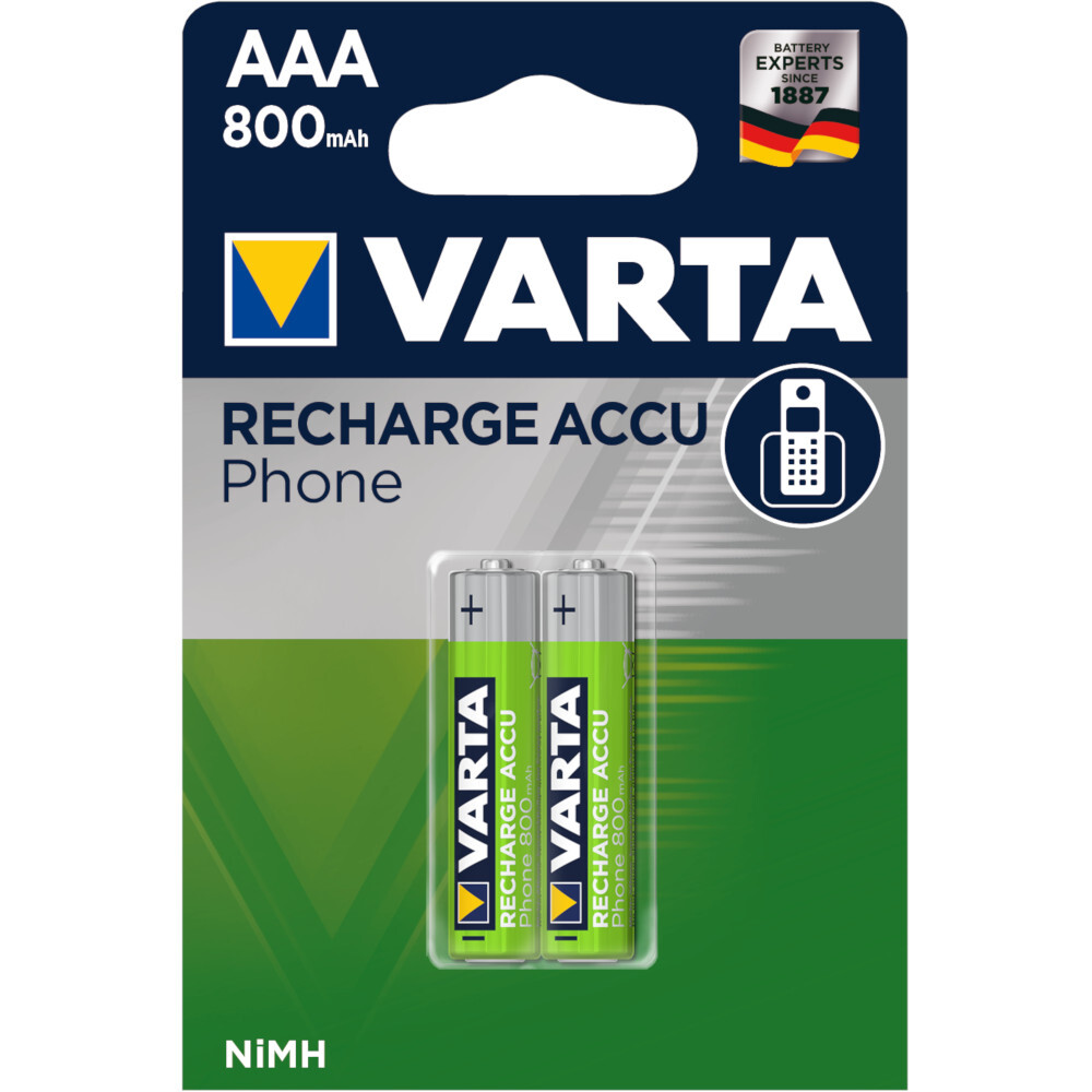 Varta Ni-MH Batterien Akku Phone AAA 2 St&uuml;ck wiederaufladbar
