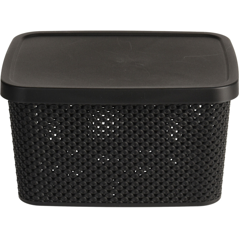 Aufbewahrungsdose 7 Liter mit Deckel aus schwarzem Kunststoff