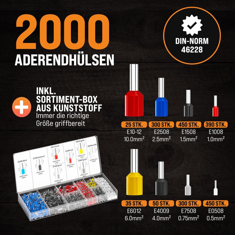 monzana&reg; Crimpzangen-Set vierkant mit Aderendh&uuml;lsen image number 1