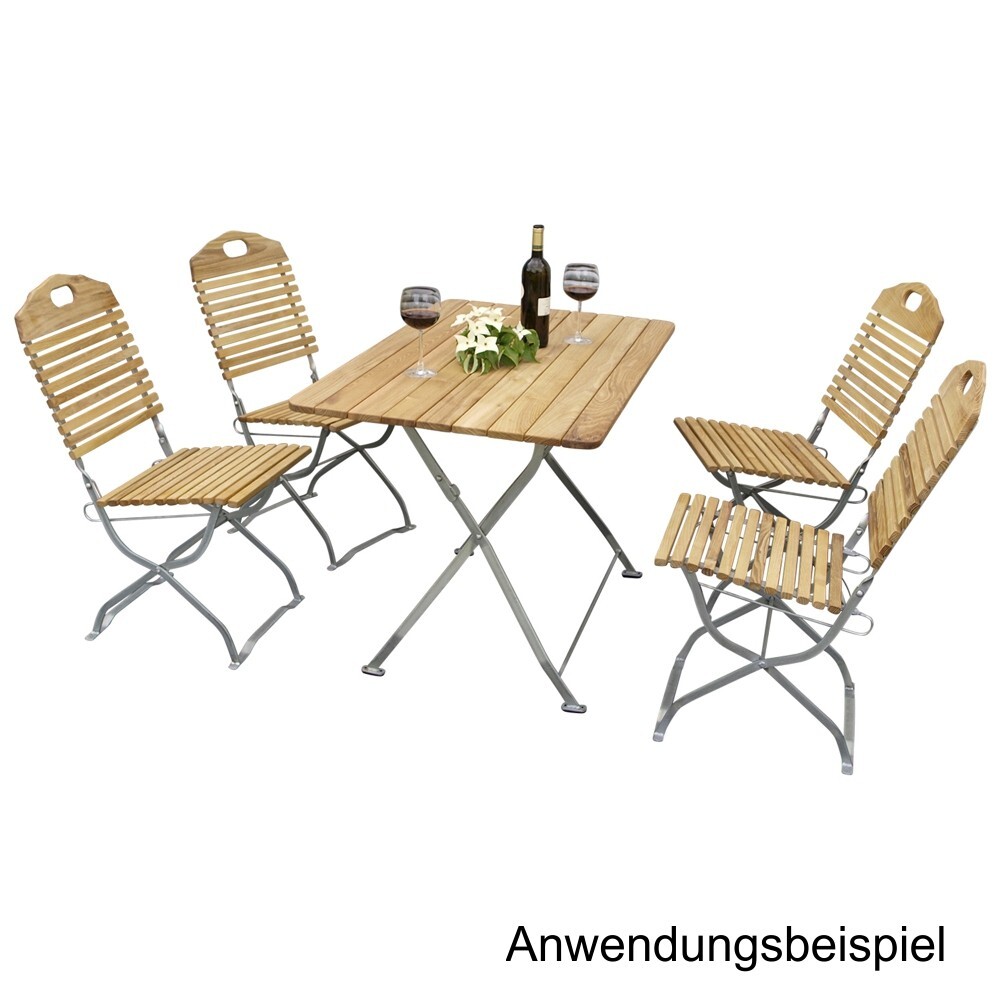 Gartensitzgruppe BAD T&Ouml;LZ 5-teilig Robinie Flachstahl verzinkt klappbar