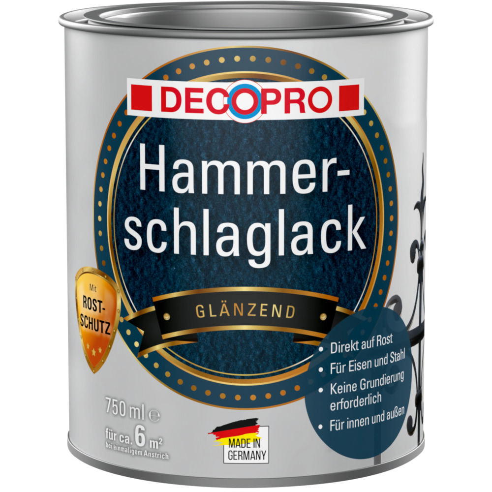 DECOPRO Hammerschlaglack schwarz f&uuml;r innen und au&szlig;en