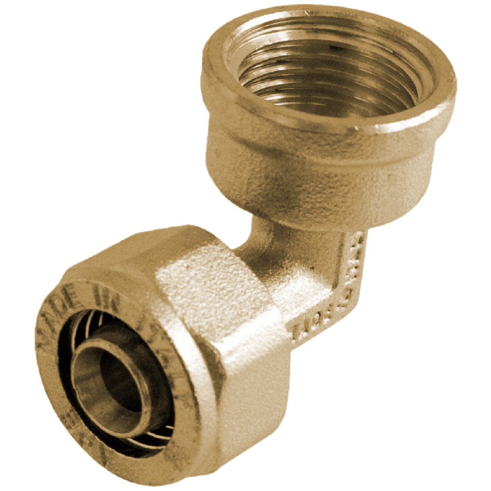 Winkel 90&deg; f&uuml;r Metallverbundrohr 16 x 2 mm x &frac12;'' Innengewinde vernickelt