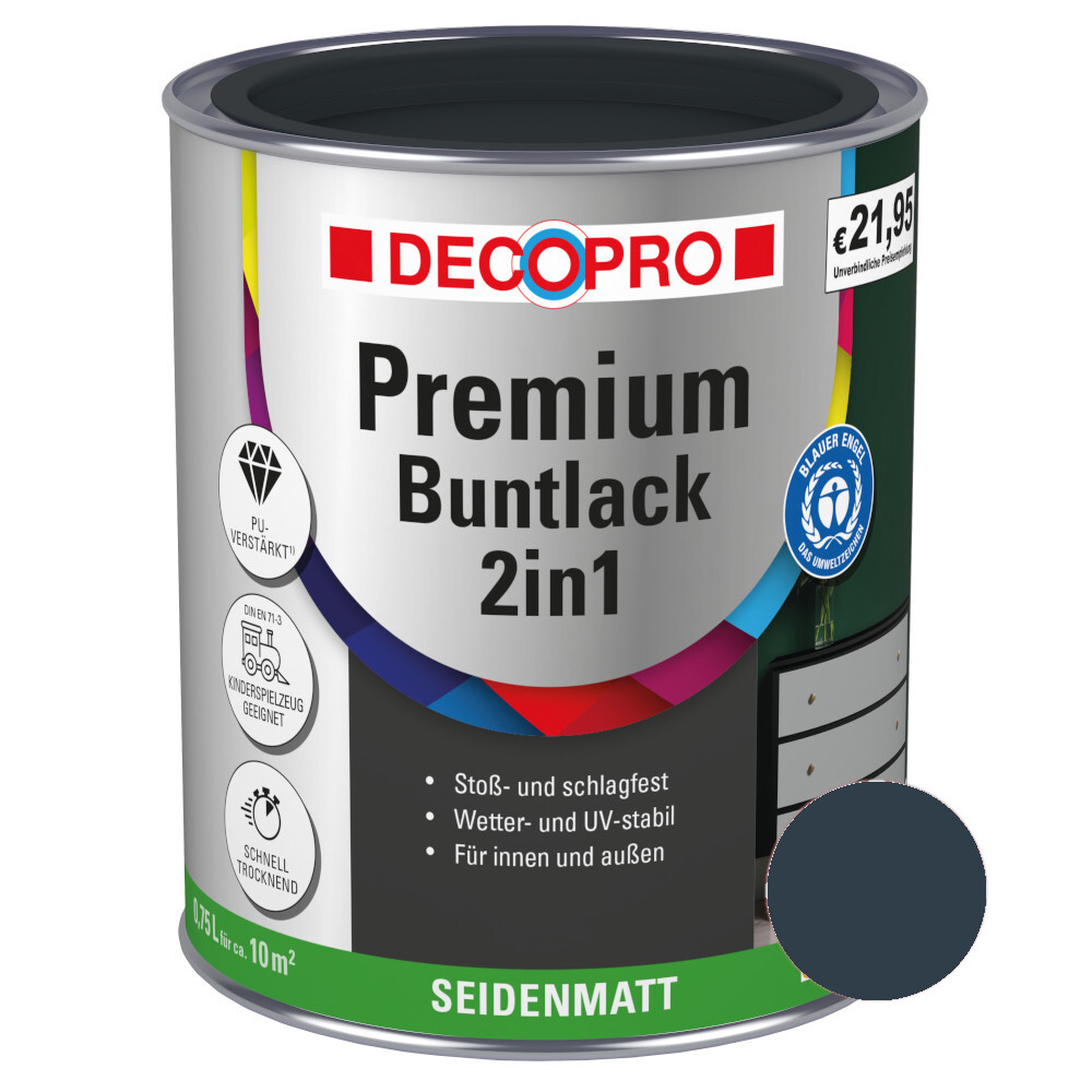 DECOPRO Premium 2in1 Buntlack 750 ml anthrazitgrau, seidenmatt RAL 7016