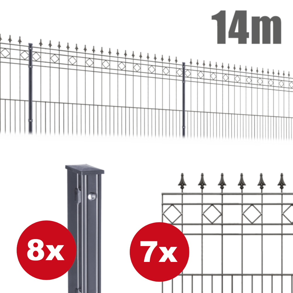 Zaunpaket RIMINI ca. 14 m x 0,9 m in Anthrazit