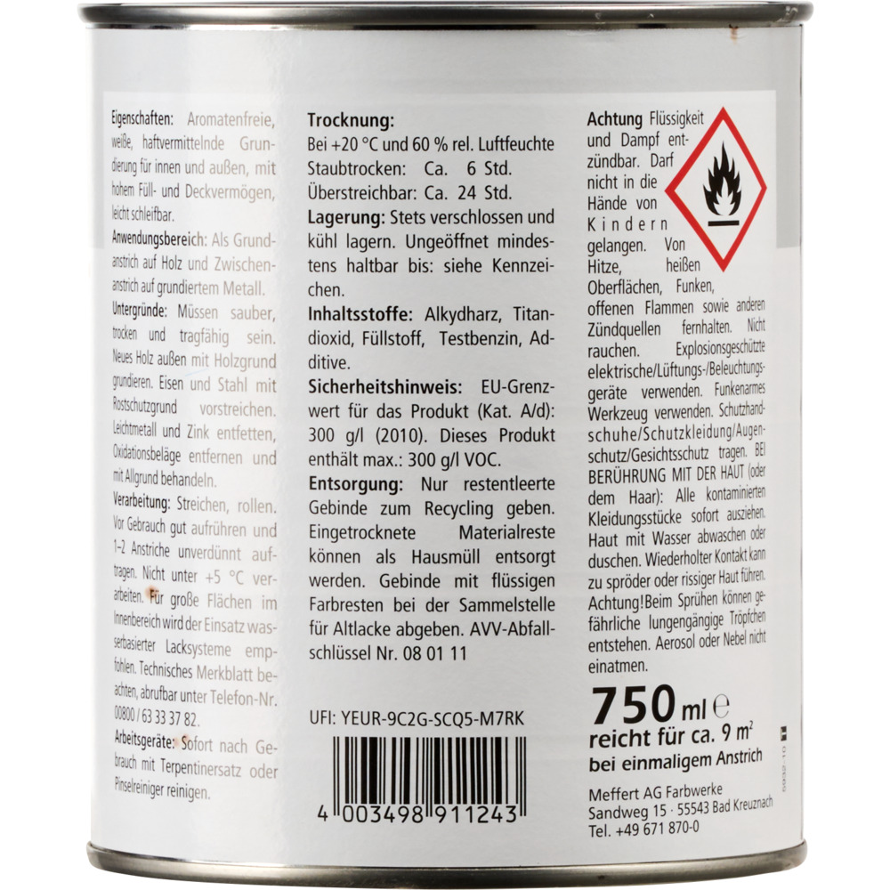 Vorstreichfarbe wei&szlig; matt f&uuml;r innen und au&szlig;en image number 1