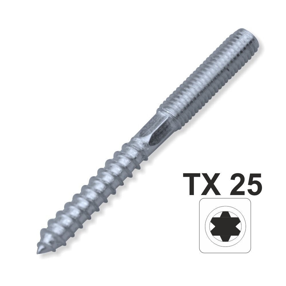 Stockschraube 8 x 120 mm TX Innensechsrund galvanisch verzinkt 6-kant Schl&uuml;sselfl&auml;che