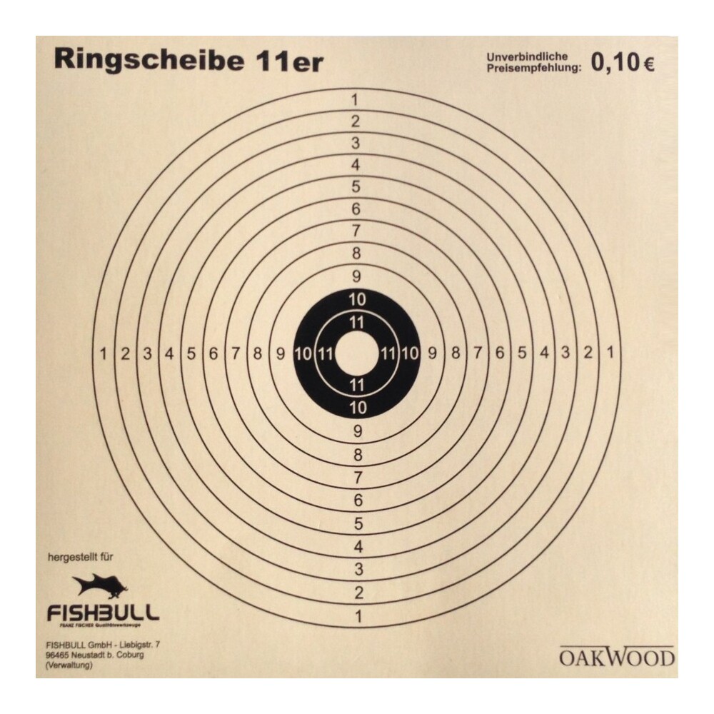 Kugelfang-Zielscheiben 14 x 14 cm 11er Ring 50 St&uuml;ck