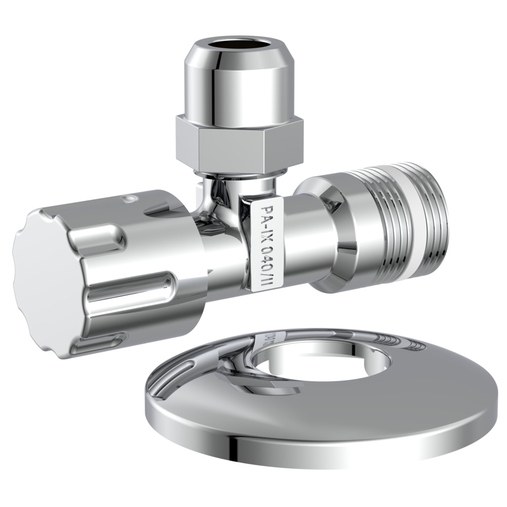 Eckregulierventil mit Schubrosette selbstdichtend 3/8"AG x 10 mm