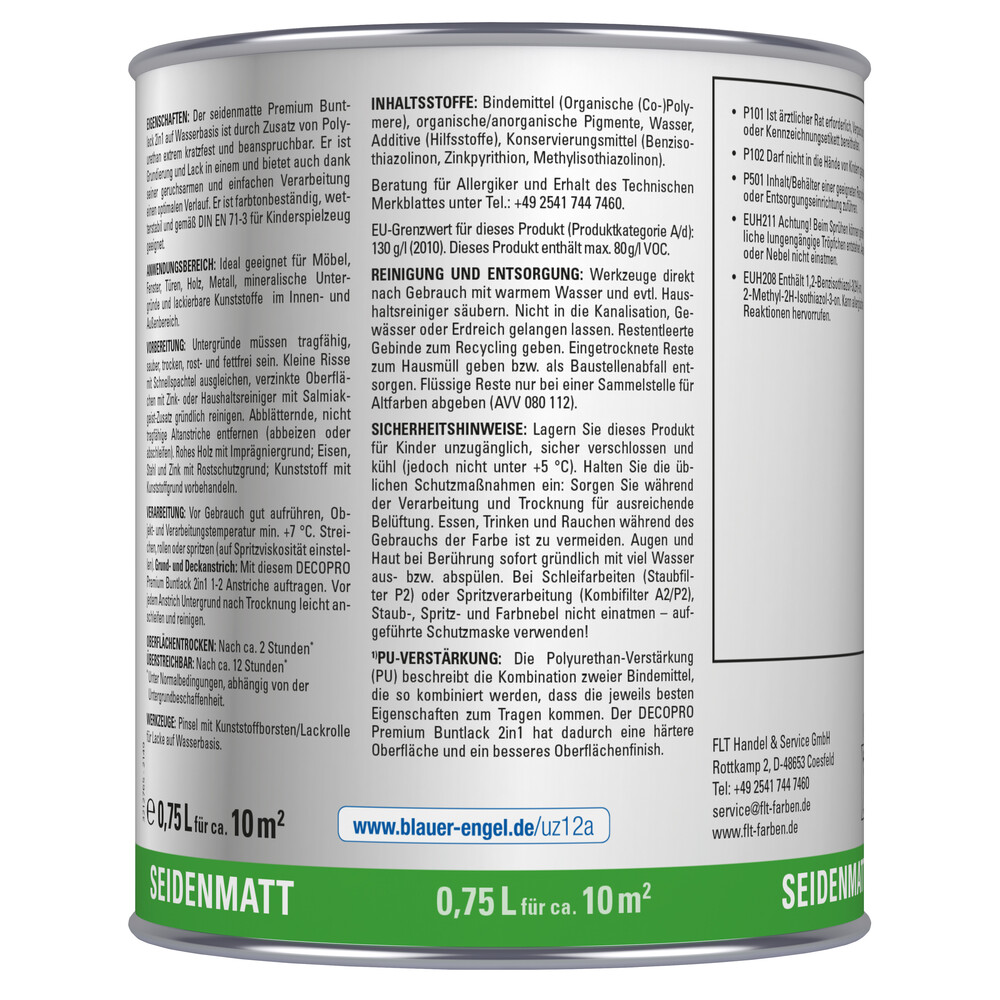 DECOPRO Premium 2in1 Buntlack 750 ml tiefenschwarz, seidenmatt image number 1