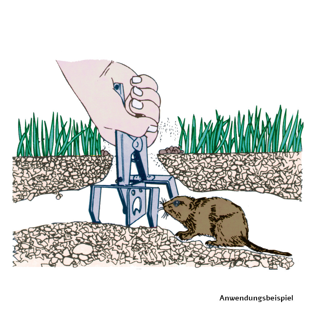 W&uuml;hlmausfalle 19 x 8 cm aus Metall mit Pl&auml;ttchen image number 1