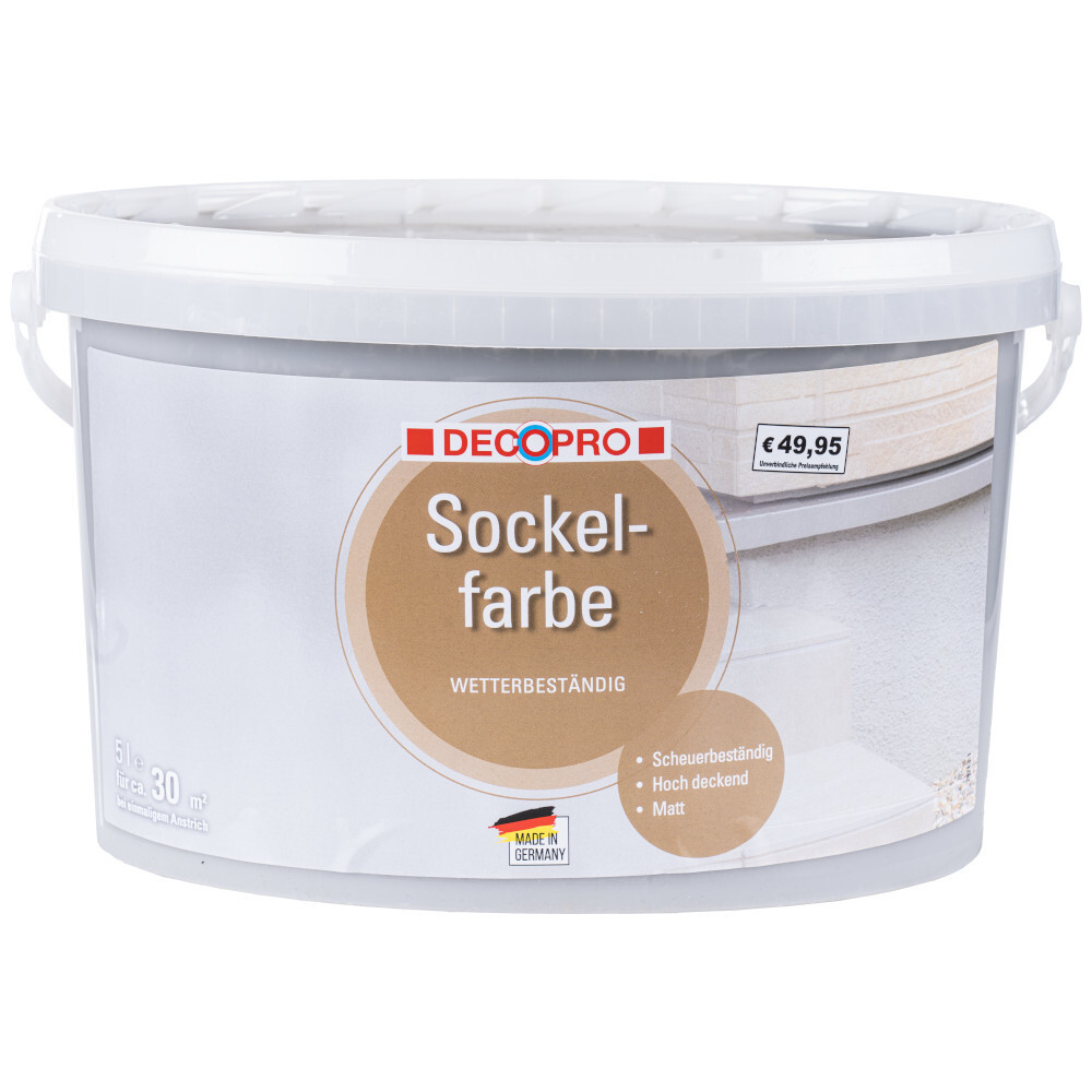DECOPRO Sockelfarbe 5 Liter in steingrau