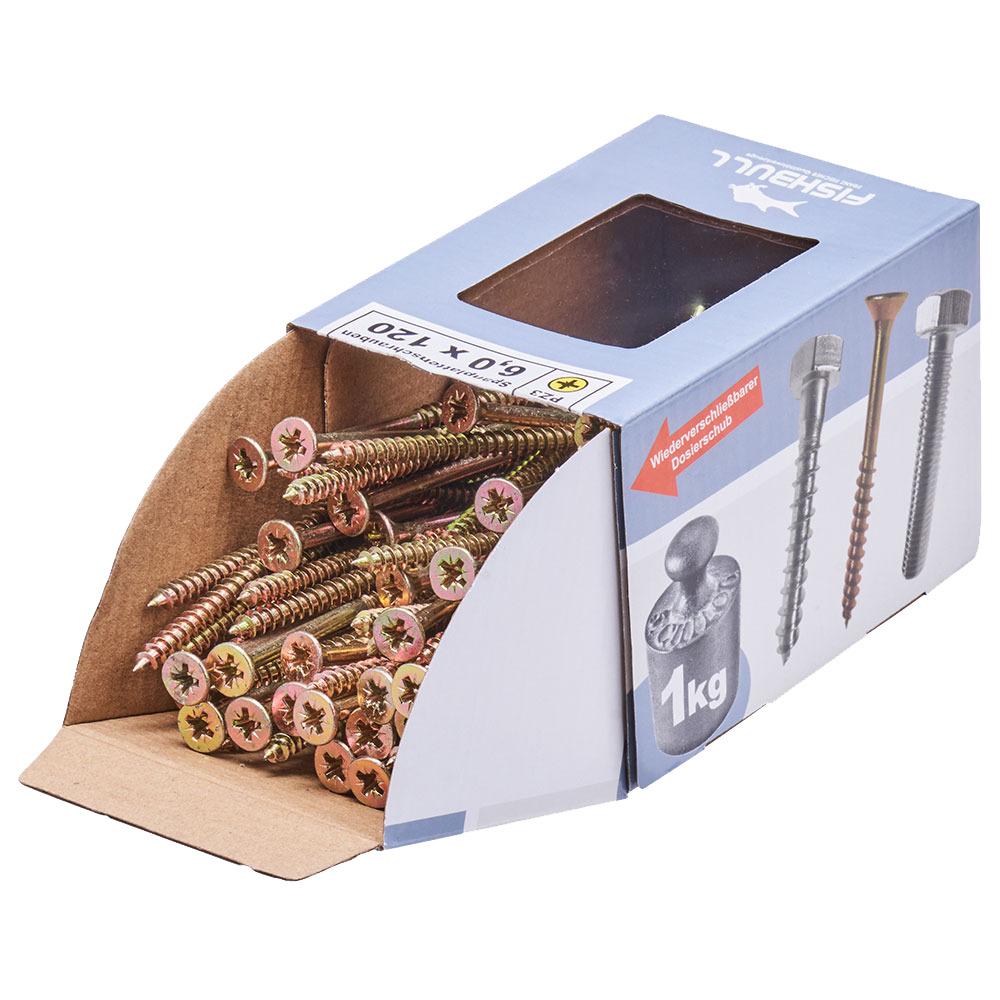 Spanplattenschraube 6,0 x 120 mm PZ 1kg FISHBULL-Pack Senkkopf Teilgewinde Kreuzschlitz image number 3