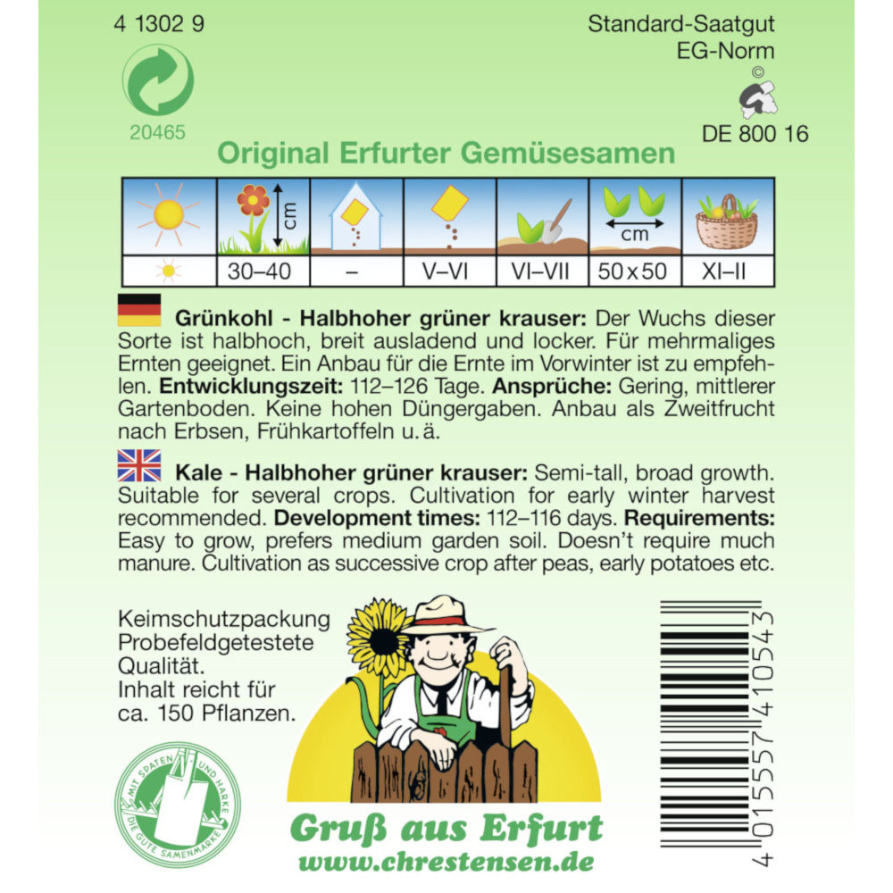 Saatgut Gr&uuml;nkohl ca. 150 Pflanzen image number 1