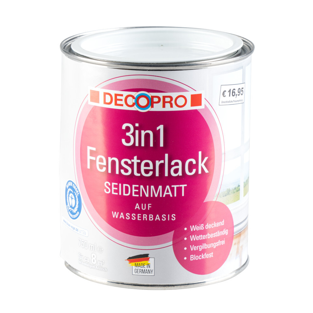 DECOPRO 3in1 Fensterlack 750 ml wei&szlig; seidenmatt