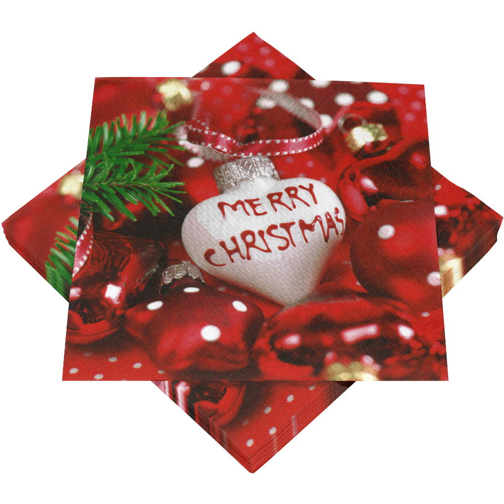 Servietten mit Motiv Weihnachtsherz, 20 St&uuml;ck