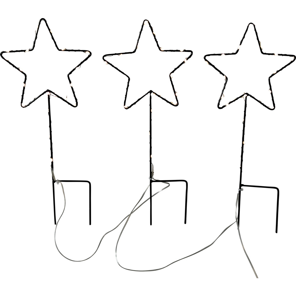 LED-Gartenstecker Stern aus Metall 3er Set