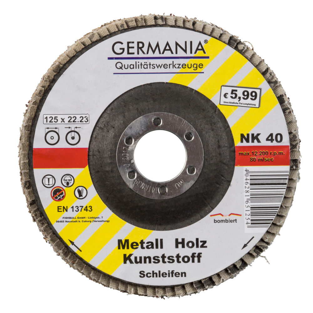GERMANIA&reg; F&auml;cherscheibe 125x22,23 NK40 bombiert