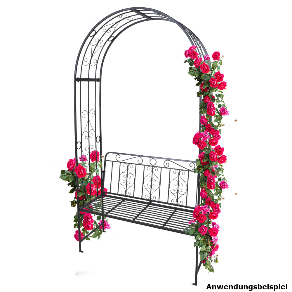 Rosenbogen mit Bank 121x53x230 cm aus Metall image number 1